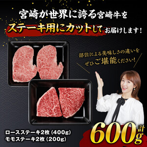 【令和8年6月発送】宮崎牛 ステーキ 2種 600g 牛肉 ステーキ