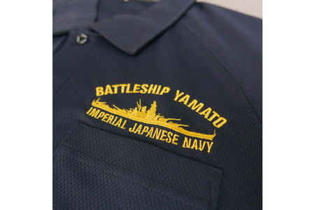ポロシャツ【戦艦大和】ブラック　Lサイズ ドライ生地 マイクロドライメッシュ 速乾性 伸縮性 吸水性 刺繍入り 広島県 呉市 ku091-063-l-r