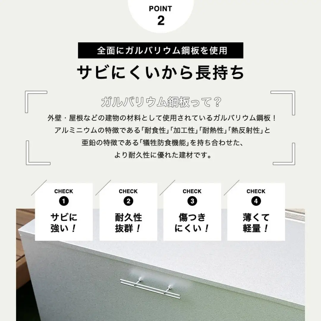オールガルバゴミ保管庫 幅100cm 奥行56cm 274L 屋外 ゴミ箱 [足立製作所]