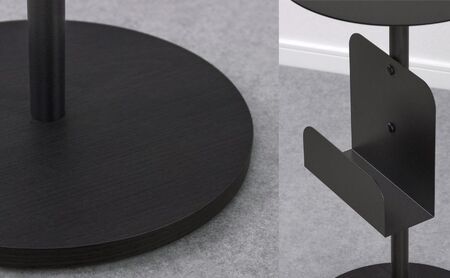 【＆FREL】BCサイドテーブル ブックシェルフ付き 直径32cm 高さ62cm インテリア 家具 シンプル スタイリッシュ 寝室 リビング お店 店舗 おしゃれ  ブラック ※離島への配送不可