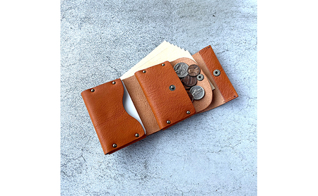 本革 三つ折りミニ財布 シボ入り栃木レザー ファッション小物 革小物 レザー小物 ウォレット コンパクト カード入れ 小銭入れ お札入れ  ダークブラウン