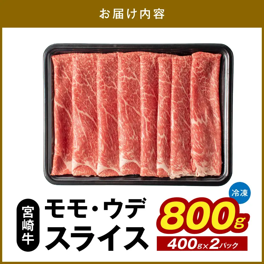 宮崎牛モモ・ウデスライス800g〔17-2601〕_(都城市) 牛肉 A4ランク4等級 国産ブランド牛 牛もも肉 牛うで肉 