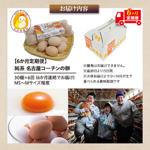 【6か月定期便】日本三大地鶏！！ 「純系　名古屋コーチンの卵」（30個） 本当に美味しい食べ物は調味料の味に負けません！