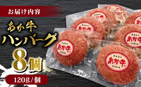 あか牛 100% ハンバーグ 120g × 8個【有限会社 三協畜産】 ハンバーグ 赤牛 セット 牛肉 あかうし 熊本県産 [ZEB099]
