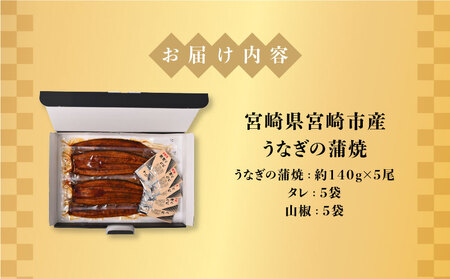うなぎ 国産 蒲焼 5尾 うなぎ[700g]