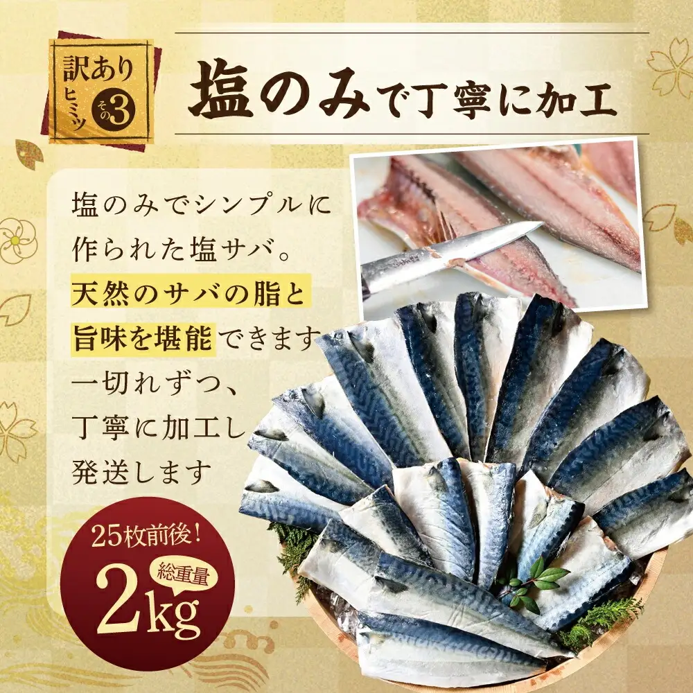【訳あり】塩 サバ フィレ 2kg