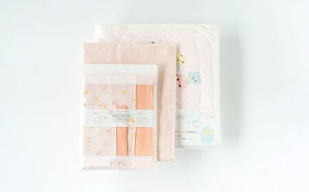 赤ちゃんのためのお風呂6点セット［シェルピンク］ おくるみ フード付き ガーゼタオル 沐浴ガーゼ ハンカチ タオル バスタオル ガーゼセット ベビータオル お風呂 赤ちゃん用品 沐浴 お風呂セット ベビーグッズ ベビー用品 赤ちゃん ベビー _Tk032-024