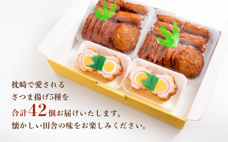 中村屋のさつま揚げセット ( 生 ) 5種類 (合計42個)  A3-108_魚介・海産物 かまぼこ・練り製品  カマボコ 練物 練り物 ねりもの  惣菜・加工品     魚介・海産物     惣菜・加工品   _【配送不可地域：離島】【1166496】
