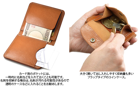 VanNuys マネークリップ機能付き 胸ポケットにも入る 多機能コンパクトウォレット／コインケース付きオールインワンタイプ オイル シュリンク レザー 財布 本革 コンパクト ヌメ革 ギフト バンナイズ ファッション小物  ビンテージキャメル