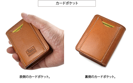 VanNuys カードが30枚～40枚程度入る小さい財布 本革 牛革 シュリンクレザー カードケース 大容量 名刺入れ バンナイズ ファッション ファッション小物  ビンテージキャメル