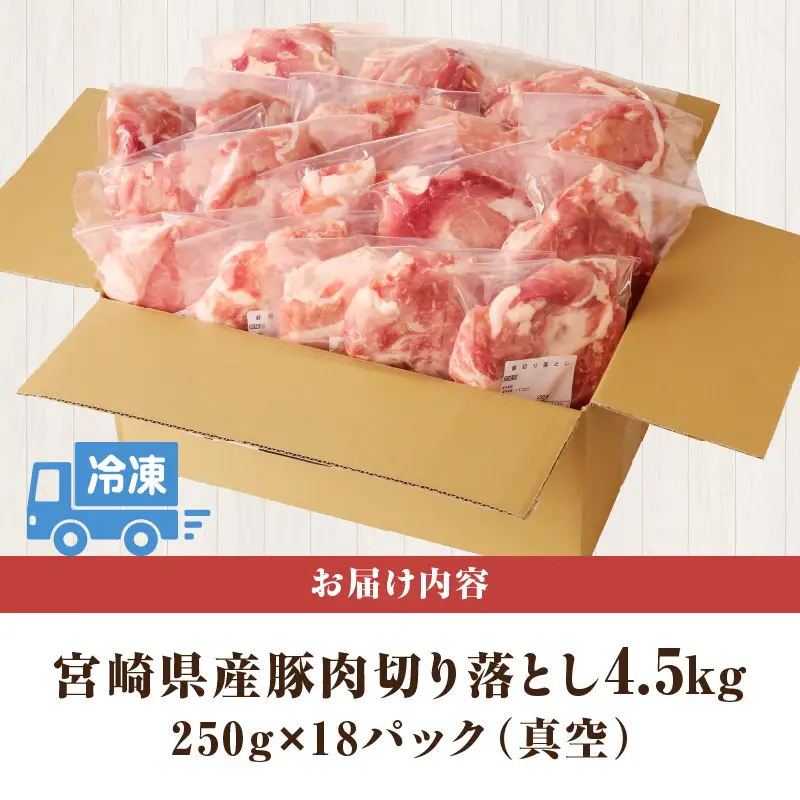 豚肉 切り落とし 豚肉[宮崎県産 4.5kg 250g×18P]