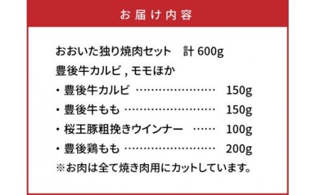 おおいた独り焼肉セット計600g/豊後牛カルビ,モモほか _1157R