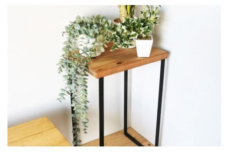 無垢材とアイアンのシェルフ ライトブラウン Lサイズ 32cm 完成品 [0863]