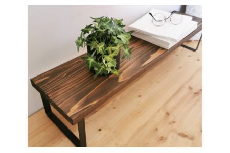 棚 無垢材とアイアンのシェルフ ダークブラウン M80cm 約横80cm×高16cm×奥行19cm 完成品 [0885]