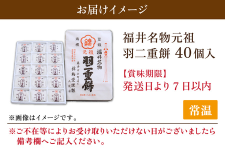 【和菓子】福井名物！元祖羽二重餅40ヶ入 [A-017001] / 和菓子