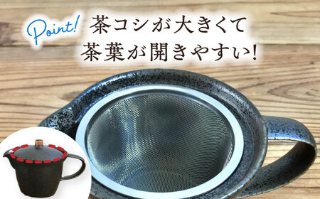【美濃焼】アイデア茶器 3点セット（ポット急須/カップ2個）窯変紺【三井陶器】食器 急須 湯呑 茶器 ティーポット お茶 紅茶 ティータイム ペア シンプル おしゃれ ギフト プレゼント 贈り物 レンジ対応 食洗機対応 送料無料 [MFX002]