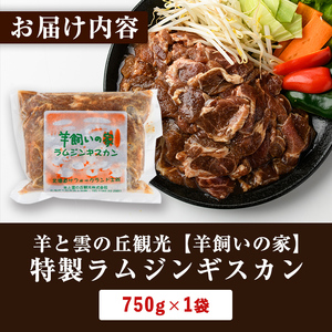 【A7027】特製 ラム ジンギスカン (750g×1袋) 羊 羊肉 ラム肉 冷凍 焼肉 ジンギスカン ラムジンギスカン 醤油ベース タレ 味付き BBQ バーベキュー 【羊と雲の丘観光】
