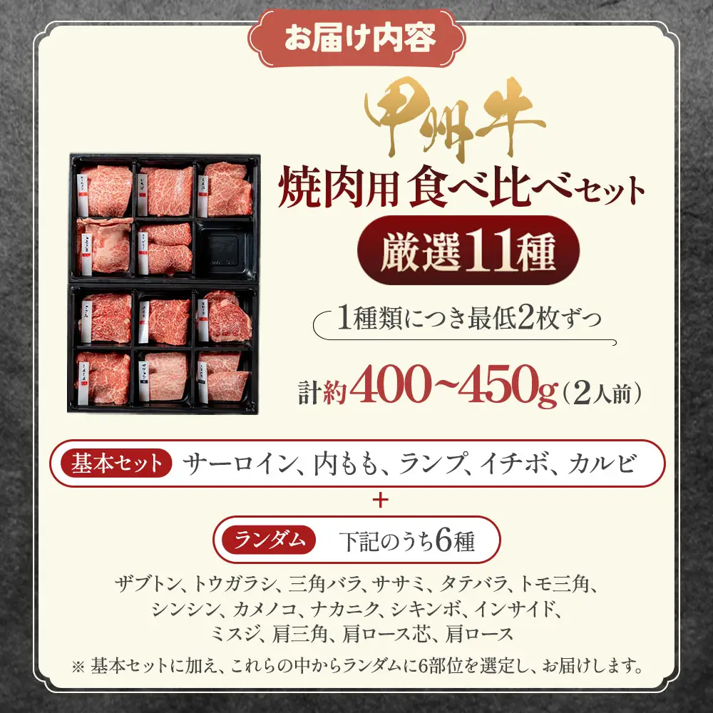 自宅が焼肉屋！甲州牛食べ比べ！11種部位別セット 焼肉 AD-261