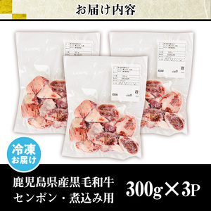 No.1066 ＜超希少部位！＞鹿児島県産黒毛和牛センボン煮込み用(計900g・300g×3) 国産 鹿児島県産 牛肉 希少部位 牛モモ 牛もも おでん 煮物 ビーフシチュー 冷凍【LRプラスK】