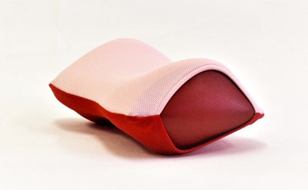 旅行用負担軽減枕 首をやさしく包み込む 浜松産ネックピロー「ネックラック」 寝具  オレンジ×ネイビー