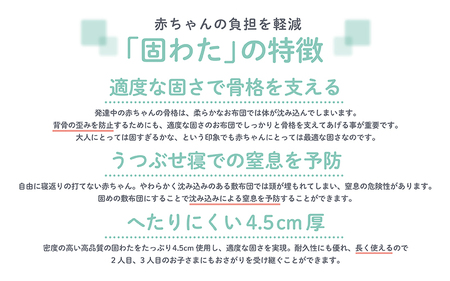 綿100%生地 ミニサイズ 固わたベビー敷布団 60×90cm