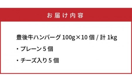 豊後牛ハンバーグ1kg(プレーン,チーズ入り) _1202R