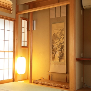 掛け軸「瑞祥双神山水図」今井玲豊 尺五立 サイズ：190×54.5cm 掛け軸 年中掛け 常用 [1458]