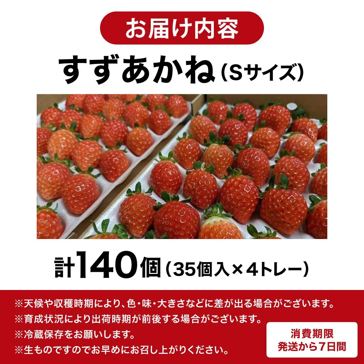 ＜先行予約＞ 北海道 伊達市 いちご すずあかね Sサイズ 35個入り 4トレー 140個【55250947】