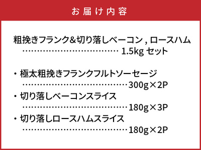 粗挽きフランク＆切り落しベーコンとロースハム1.5kgセット_1206R