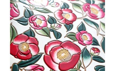 【文庫屋大関】パーソナルホルダー　椿【皮革工芸品】 民芸品 雑貨 日用品 文房具 革小物 革製品 ファイル ケース 