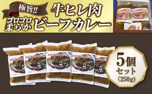 極旨！柔らか牛ヒレ肉ゴロゴロ贅沢ビーフカレー5食セット