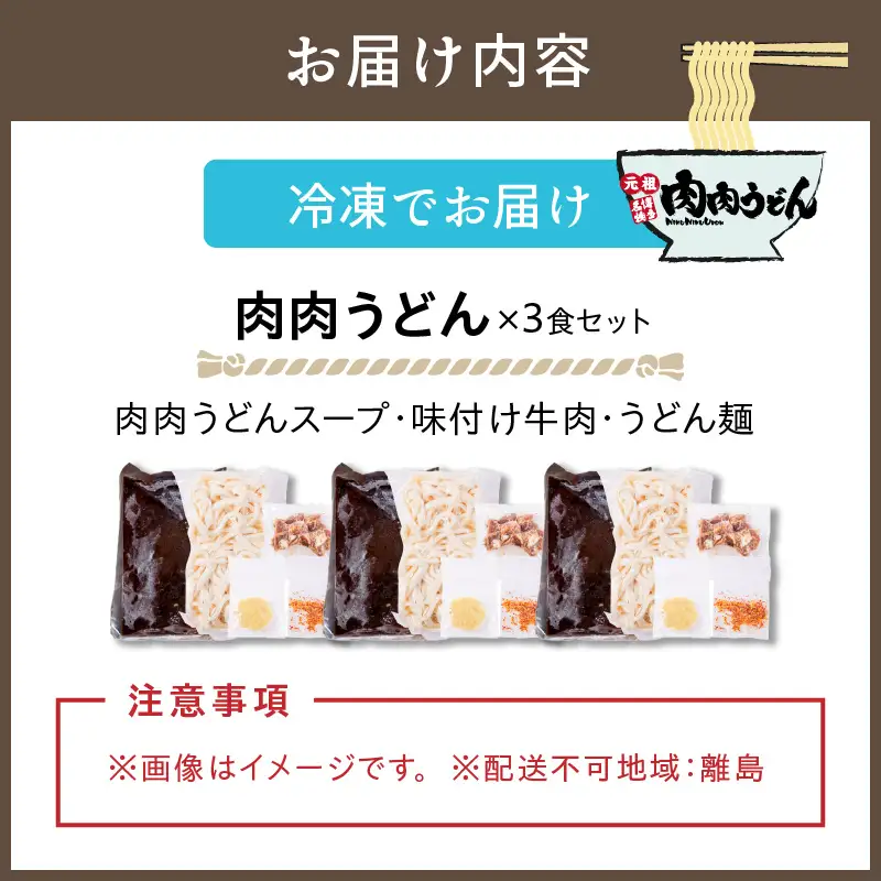 冷凍 肉肉うどん3食【A3-070】