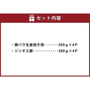 肉屋が作った！豚生姜焼き用・ジンギス豚　300ｇ（タレ込み）×8パック　計2.4kg_03387
