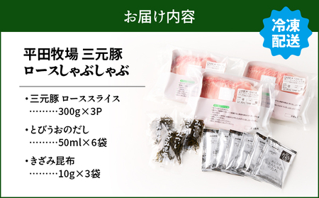 日本の米育ち平田牧場 三元豚ロースしゃぶしゃぶ 300g×3パック（計900g）　T036-008 肉 豚肉