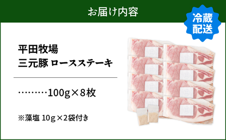 日本の米育ち平田牧場 三元豚ロースステーキ 100g×8枚（計800g）　T036-013 肉 豚肉