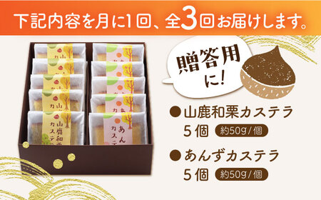 【3回定期便】カステラセット 山鹿和栗 & あんず 計10個 【株式会社あんず】[ZBT006]