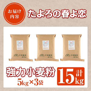 【C7023】＜北海道士別市産小麦＞ たよろの春よ恋 強力粉 ( 5kg×3袋・計15kg) 小麦 小麦粉 強力粉 春よ恋 北海道産 士別市産 国産 国産小麦粉 パン お菓子 料理 5kg 15kg【たよろ春小麦の会】