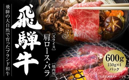飛騨牛 カルビ(焼肉)・霜降りスライス 600g（150g×各２パック） 冷凍真空パック | 肉 牛肉 焼肉 すき焼き しゃぶしゃぶ 小分け 人気 おすすめ ギフト お取り寄せ【飛騨高山ミート MZ016】