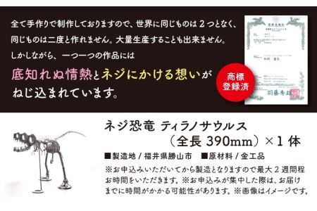 オールステンレスネジ恐竜　ティラノサウルス(全長390mm) [A-025005]