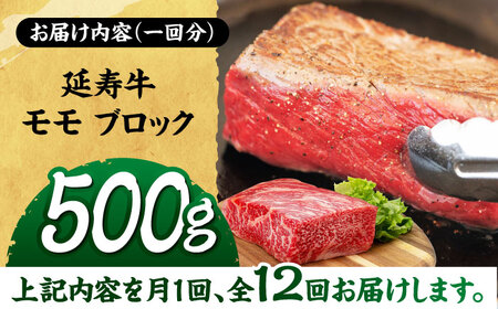【12回定期便】熊本県産 延寿牛 あか牛 モモ ブロック 約 500g【有限会社 九州食肉産業】[ZDQ135]