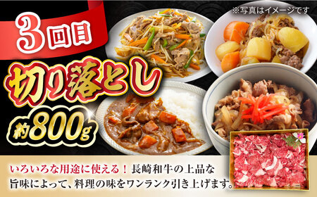 【3回定期便】長崎和牛お楽しみセット 梅コース（焼き肉 用 カルビ・すき焼き 用 モモ・切り落とし）/ 長崎和牛 和牛 牛肉 肉 / 大村市 / かとりストアー[ACAN065]
