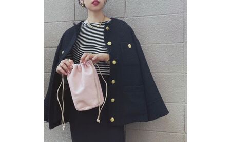 墨田区産ピッグレザー2Way巾着バッグ ファッション カバン 財布 スマートフォン ポーチ 必需品 ペットボトル 日常使い 収納力 斜めがけ 革 柔らかさ  ピンク