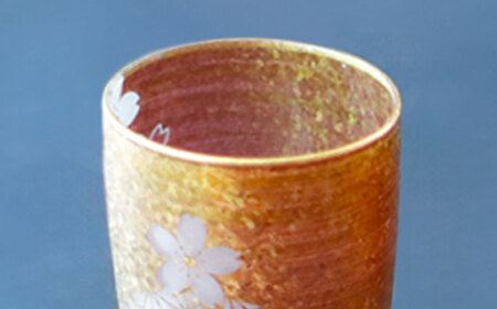 美濃輝璃妓 タンブラーグラス 『桜』 ゴールド （アメジスト） 【丸モ高木陶器】 タンブラー グラス 酒器[TBA199]