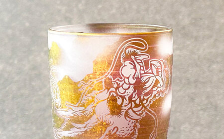 美濃輝璃妓 タンブラーグラス 『龍』 ゴールド （アメジスト） 【丸モ高木陶器】　タンブラー グラス 酒器[TBA201]
