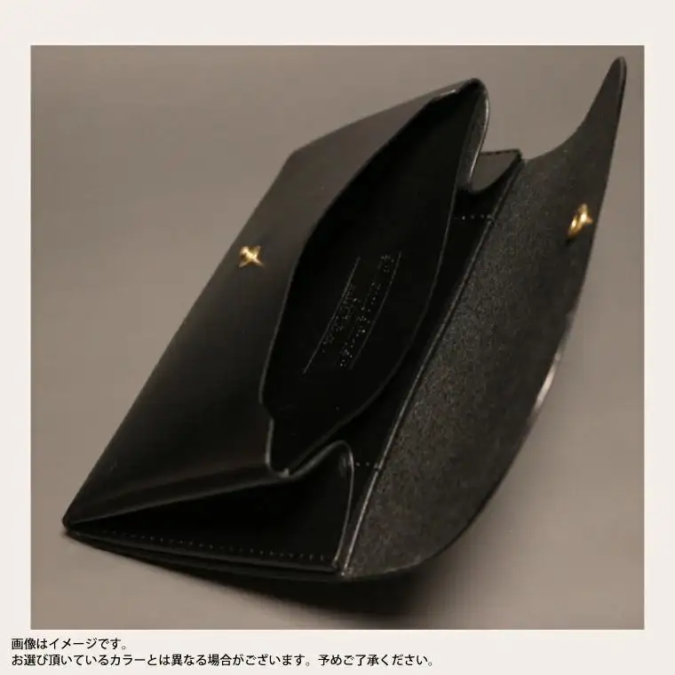 comet Long コンパクトな長財布 (ブラック) 牛革(BR008)