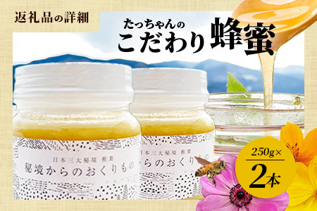 たっちゃんのこだわり蜂蜜 250g×2本 秘境 蜂蜜 はちみつ ハチミツ
