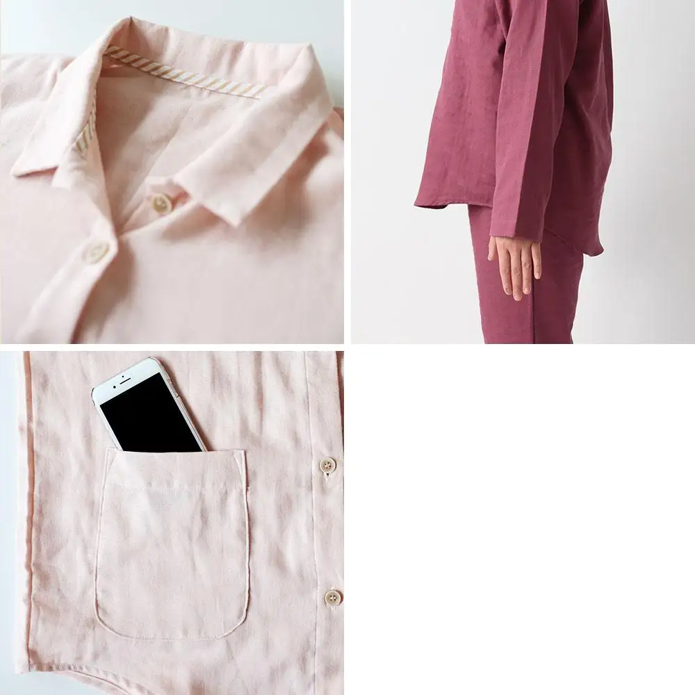 【岩本繊維】和晒京ふたえガーゼ レディースパジャマ＜Lサイズ・ワイン＞｜京都 老舗寝具メーカー パジャマ 感動の柔らかさ 人気