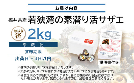【先行予約】天然 活サザエ 2kg 鮮度抜群! 若狭湾の素潜り さざえ【2026年6月中旬以降順次発送予定】  [m17-a048]
