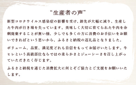厳選高級部位牛ヒレステーキ4枚(約520g)  ヒレ肉