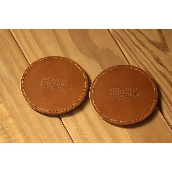 本革レザーコースターｘPENDLETON　【Tucson Khaki】2個セット